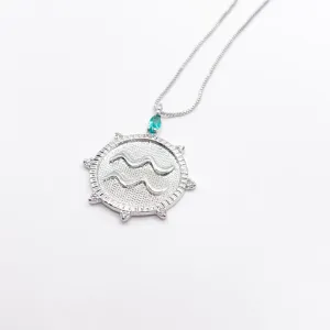 COLAR SIGNO AQUÁRIO COM PEDRINHAS