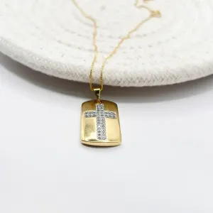 COLAR MEDALHA CRUZ CRAVEJADA 2,8CM