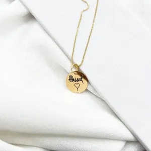 COLAR MINI MEDALHA 1,5CM BLESSED (ABENÇOADA)