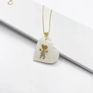 COLAR CORAÇÃO MADRE PÉROLA 3CM - MENINO