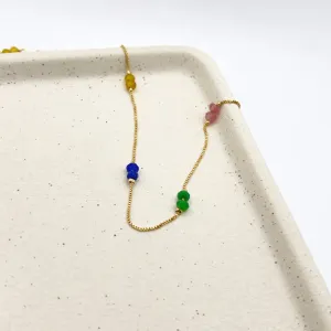COLAR LONGO PEDRAS NATURAIS COLORIDAS 70CM
