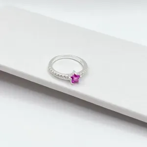 ANEL PRATA925 ARO CRAVEJADO E ESTRELA PEDRA PINK