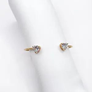 BRACELETE ABERTO 2 CORAÇÕES DE ZIRCONIA