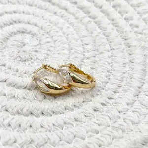 BRINCO ARGOLA COM FECHO DE ENCAIXE COM PEDRA NAVETE