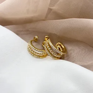 BRINCO ARGOLA TRIPLA COM MICRO ZIRCONIAS E BOLINHAS