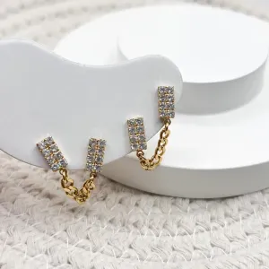 BRINCO PARA 2 FUROS COM MICRO ZIRCONIA E CORRENTE