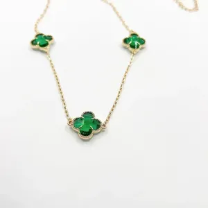 COLAR 5 TREVOS VERDE ESMERALDA 60CM
