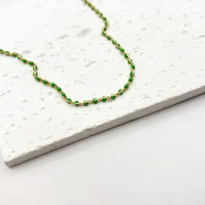 COLAR CHOKER RESINADA VERDE BANDEIRA 35CM+5CM EXTENSOR
