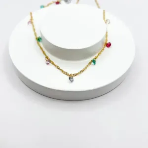 COLAR CHOKER SINGAPURA COM ZIRCONIAS COLORIDAS