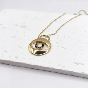 COLAR MEDALHA OLHO GREGO PEDRA COLORIDA