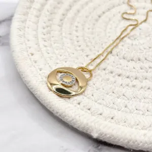 COLAR MEDALHA OLHO GREGO PEDRA CRISTAL