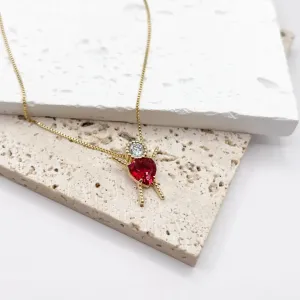 COLAR MENINA PEDRA RUBI COM ZIRCONIA NA CABEÇA