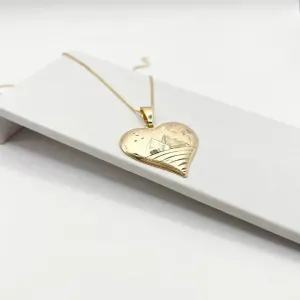 COLAR PINGENTE CORAÇÃO EM ESCRAVA 3CM