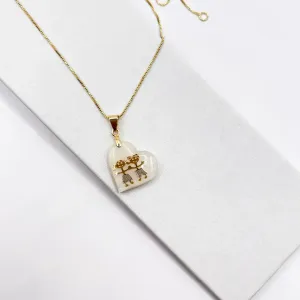 COLAR PINGENTE CORAÇÃO PEQUENO 2CM EM ACRÍLICO - CASAL