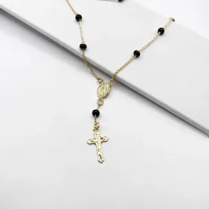 COLAR TERÇO CRISTAIS PRETOS