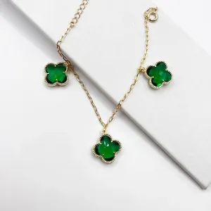 PULSEIRA 3 TREVOS PENDURADOS - VERDE ESMERALDA