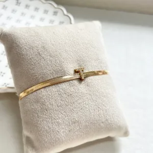 PULSEIRA FITA ITALIANA COM LETRA CRAVEJADA - T