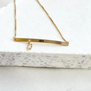 PULSEIRA PLACA AMOR COM PINGENTE DE CORAÇÃO DE ZIRCONIA