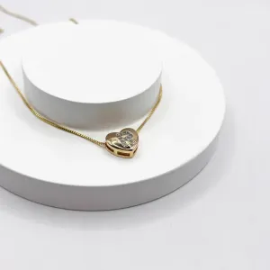 COLAR LETRA CORAÇÃO 1CM COM LETRA CRAVEJADA - R