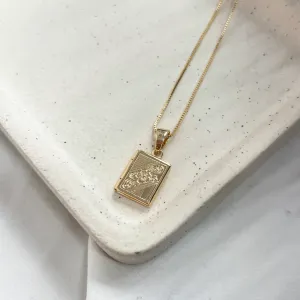 COLAR MINI RELICÁRIO DETALHES DE FLORES 1X1,5CM - VENEZIANA 45CM
