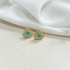 BRINCO CORAÇÃO PEDRA TURMALINA LEITOSA