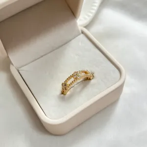 ANEL 2 AROS COM 3 FLORZINHAS DE ZIRCONIAS