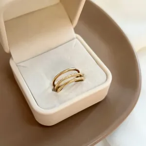 ANEL AJUSTÁVEL 3 FIOS COM ZIRCONIAS