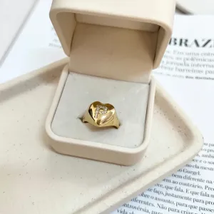 ANEL AJUSTÁVEL LETRA CORAÇÃO - P