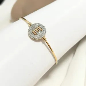 BRACELETE LETRA COM ENCAIXE CRAVEJADO - E