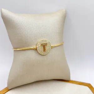BRACELETE LETRA COM ENCAIXE CRAVEJADO - T