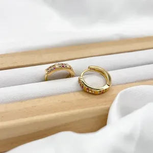 BRINCO ARGOLA ARTICULADA 1,3CM COM ZIRCONIAS COLORIDAS