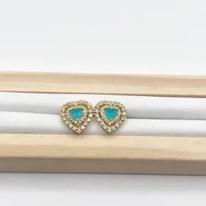 BRINCO CORAÇÃO PEDRA TURMALINA LEITOSA