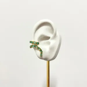 BRINCO EAR CUFF COM PIERCING PEDRAS TURMALINA