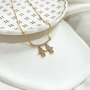 COLAR CANGA CRAVEJADA COM 2 MENINOS DE ZIRCONIA