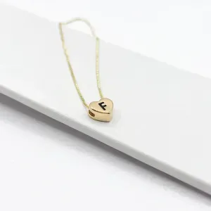 COLAR CORAÇÃO 0.9MM COM LETRA E DETALHE EM PRETO - F