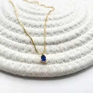 COLAR GOTA AZUL - SAFIRA 45CM