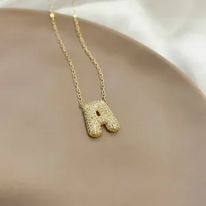 COLAR LETRA BUBBLE CRAVEJADA 2,5CM 50CM - A