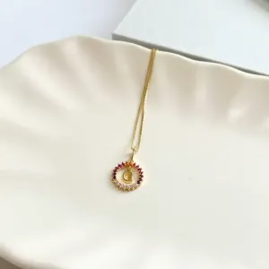 COLAR MANDALA COLORIDA COM PINGENTE DE LETRA - G