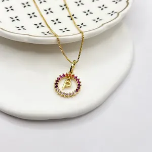 COLAR MANDALA MULTICOLOR COM PINGENTE DE LETRA - P