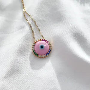 COLAR OLHO GREGO ROSA