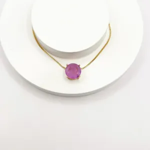 COLAR PEDRA REDONDA LAVANDA FUSION