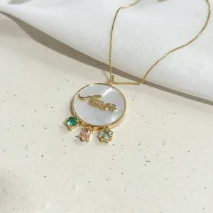 COLAR REDONDO MADRE PÉROLA ESCRITO AMOR