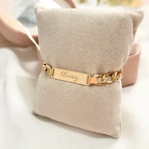 PULSEIRA DE CHAPA COM ELO GRUMET NOME -  BEATRIZ