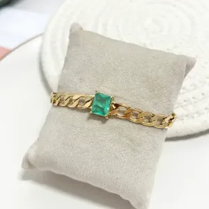PULSEIRA ELO GRUMET COM PEDRA QUADRADA TURMALINA FUSION