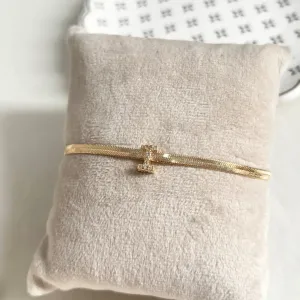 PULSEIRA FITA ITALIANA COM LETRA CRAVEJADA - I