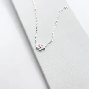 PULSEIRA PRATA925 INFANTIL FLORZINHA COM PEDRA PINK