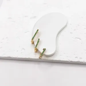 TRIO ARGOLA QUADRADA MICRO ZIRCONIAS VERDE ESMERALDA