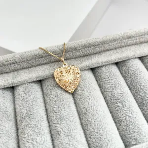 COLAR RELICÁRIO CORAÇÃO RENDADO 2,2CM