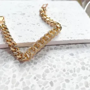 PULSEIRA ELOS SOLDADOS E CRAVEJADOS EM MICRO ZIRCONIAS