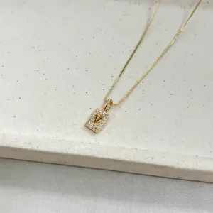 COLAR LETRA MINI MEDALHA CRAVEJADA COM LETRA - V